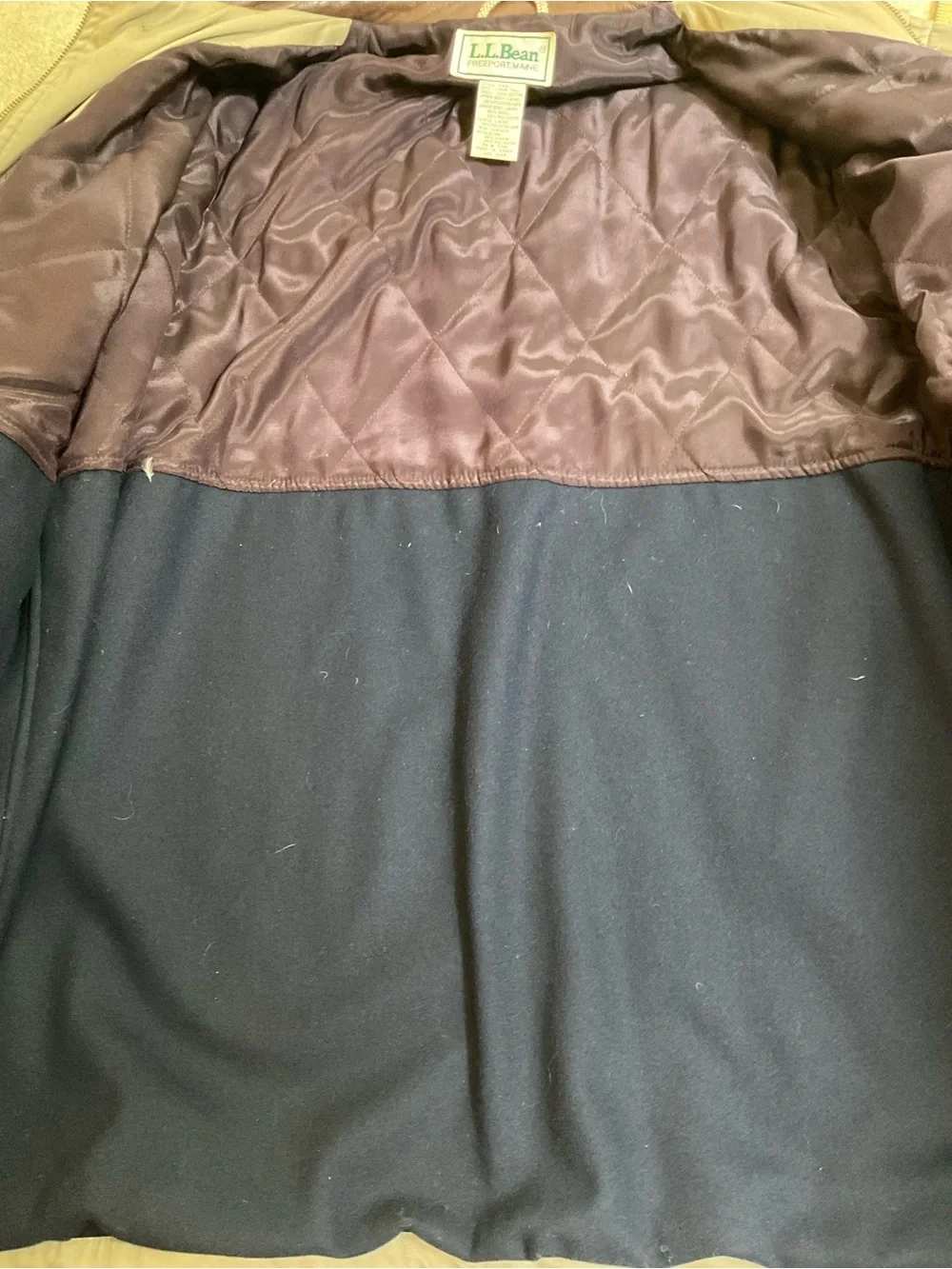 L.L. Bean Men’s Taupe Field Coat with Dark Brown Collar